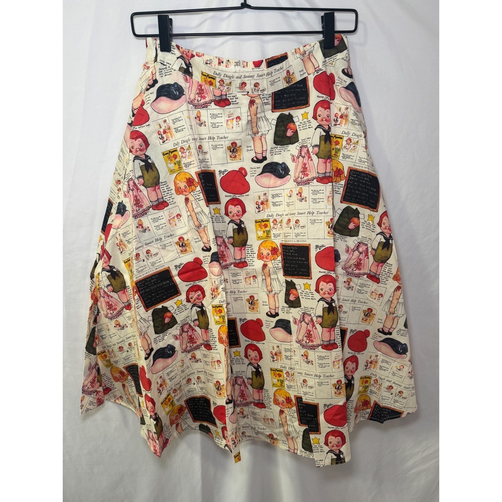 Tulip B Dolly Dingle Paper Doll Skirt Womens M White Novelty Vintage Style NWT